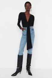 Black V-Neck Knit Body