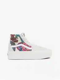 Cream Women Patterned Ankle Suede Sneakers on Platform - Women