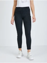 Black Women's Shortened Leggings in Suede Maya - Women