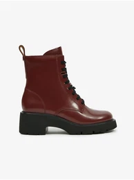 Burgundy women's ankle leather boots - Women's