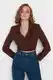 Trendyol Brown Crop Woven Lined Double Breasted Closure Blazer Jacket