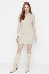 Beige Beige Vypasovan mini pleten odvy Zkladn aty