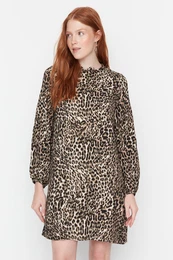 Brown Patterned Mini Dress