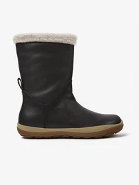 Black Women's Winter Boots with Faux Fur Trail