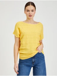 Yellow Ladies Short Sleeve Sweater - Women