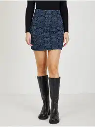 Dark blue Women's Patterned Mini Skirt - Women