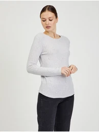 Light gray women's ribbed sweater - Ladies