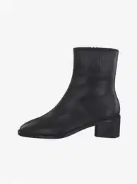 Black leather ankle boots with heel - Women's