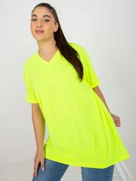 Fluo lut hladk halenka plus size s vstihem