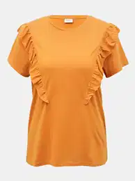 Orange T-shirt with frills Karen - Women