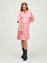 Pink linen shirt dress Haf - Women