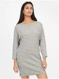 Light Grey Striped Three-Quarter Sleeve Dress Maggie - Women
