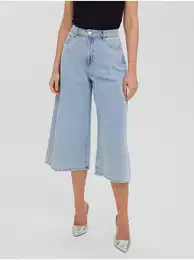 Light blue women's denim culottes Clive - Women's