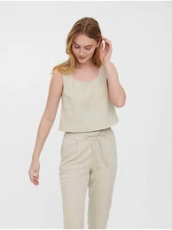 Beige loose cropped tank top Josie - Women