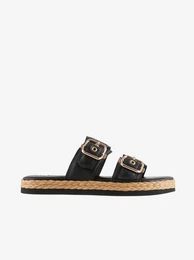 Black women's leather slippers Hgl Elsa - Women's