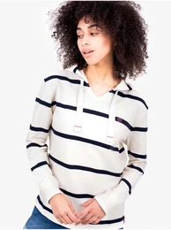 Blue and White Ladies Striped Hoodie - Women