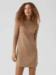 Rjava rebrasta obleka s kapuco Hermosa - Dame