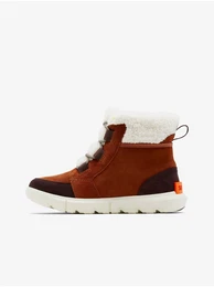 Brown women's ankle suede winter boots with faux fur Explore - Women's