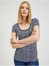 Dark blue women's floral T-shirt - Women