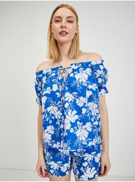 Blue Women's Floral Blouse - Ladies