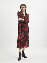 Red-black women's floral dress - Ladies