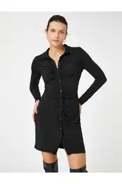 Shirt Dress With Draped Slim Fit