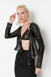 Black Sequin Top and Bottom Set