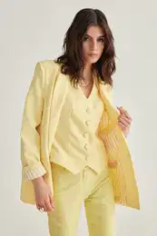 Yellow Striped Woven Blazer Jacket