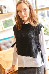 Women's Black Tie Side Knitwear Sweater