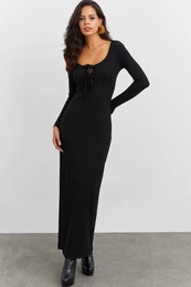 Cool i seksi enska crna camisole maksi haljina