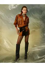 Suede And Leather Look Patchwork Skirt