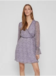 Purple Ladies Patterned Wrap Dress Falia - Women