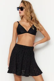 Black Mini Weave and Ruffled Skirt