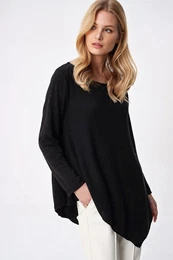 Trend Alaat Stili Women's Black Asymmetrical Cut Tunic