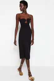 rno okno/izrezano tkano podrobno elegantno veerno obleko