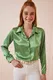 Happiness İstanbul Women's Turquoise Green Lightly Flowing Satin Finish Shirt