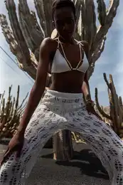 Ecru Triangle Accessorized Bikini Tops