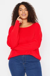 Curve Red Cross Band Detailed Knitwear Sweater