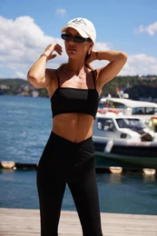 Knitted Sports Bra with Black Mid Support/Styling Rope Strap
