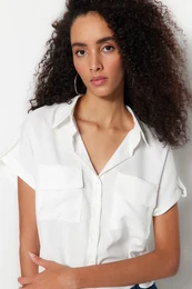 Ecru Double Pocketed Woven Shirt