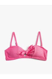 teksturiran bikini vrh s kravatnimi podrobnimi trakovi