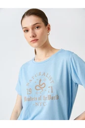 Slogan Printed T-Shirt Short Sleeve Crew Neck