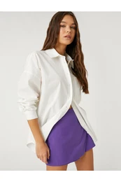 Oversize Shirt Cotton Long Sleeve Pocket Detailed