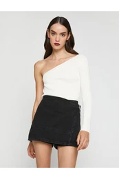 One Shoulder Knitwear Sweater Ribbed