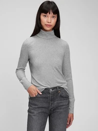 Ribbed T-shirt with turtleneck - Women