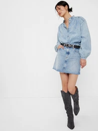 Denim Shirt with Frill Washwell - Women