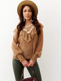 Caramel blouse cmgBL1931.camel