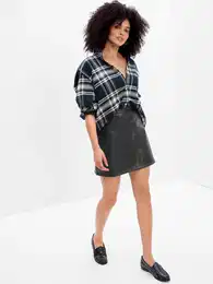 Mini Skirt Artificial Leather - Women