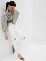 Jeans white straight high rise - Women
