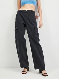 Black Womens Wide Jeans Alexa - Women